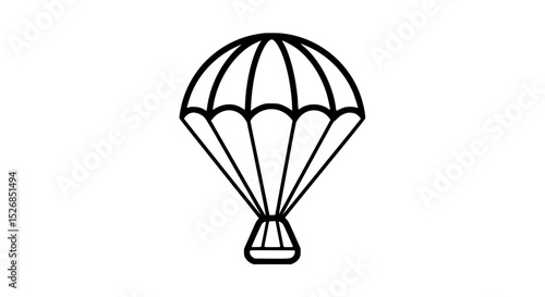 A black and white drawing of a parachute