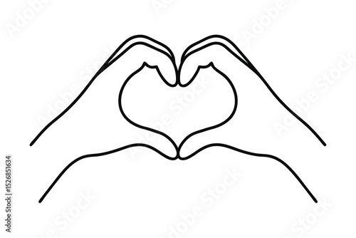 Hands forming heart shape line drawing simple love gesture