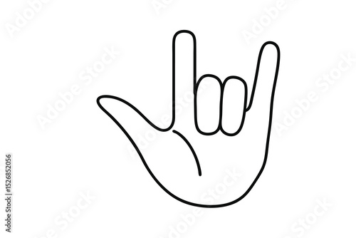 Hand gesture line drawing i love you sign language