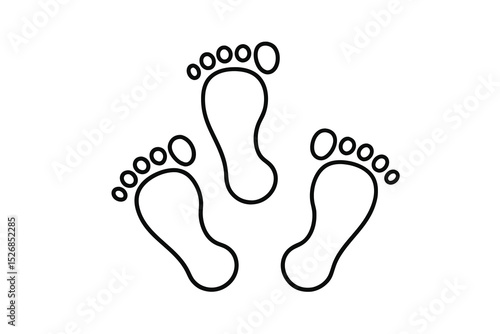 Three simple line drawings of bare feet