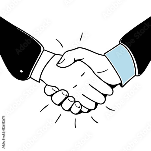 A firm handshake seals a deal, isolated on white background