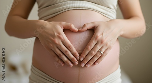 Wallpaper Mural Pregnant woman gently forming a heart shape with both hands over her belly. Torontodigital.ca