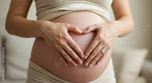 Wallpaper Mural Pregnant woman gently forming a heart shape with both hands over her belly. Torontodigital.ca