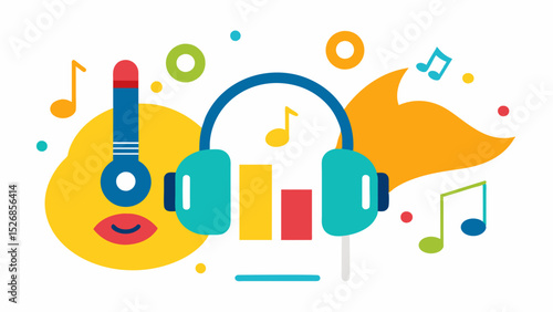 Musical coloring Listen to different types of music and color accordingly. This project involves the sense of sight and hearing as well as promoting focus and concentration.. Vector illustration