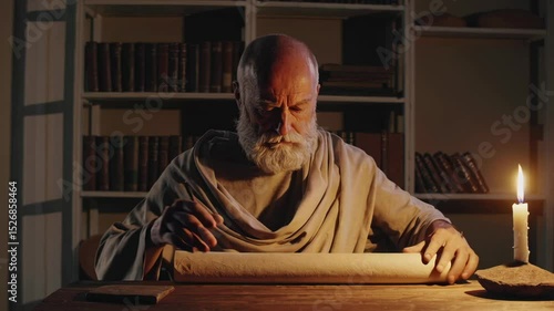 Ancient Greek Philosopher Writing Scrolls