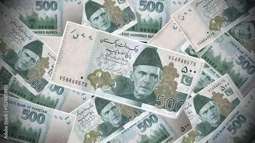 Pakistani Five Hundred Banknote Rupees Animation