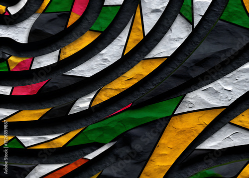 Immerse yourself in a vibrant world of abstract geometry with this striking collection of art prints. Featuring intricate compositions reminiscent of modern stained glass, these designs boast bold bla