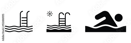 Modern pool symbol. Line style icon. Clean and simple swimming pool vector icon. Swimming pool outline icon