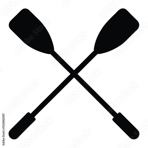 Crossed Oars Illustration Black Paddle Symbol for Rowing, Boating, Water Sports Icon Design