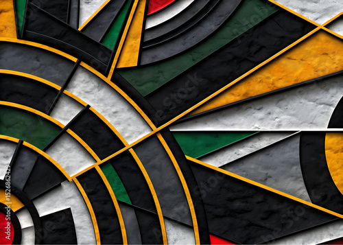 Immerse yourself in a vibrant world of abstract geometry with this striking collection of art prints. Featuring intricate compositions reminiscent of modern stained glass, these designs boast bold bla