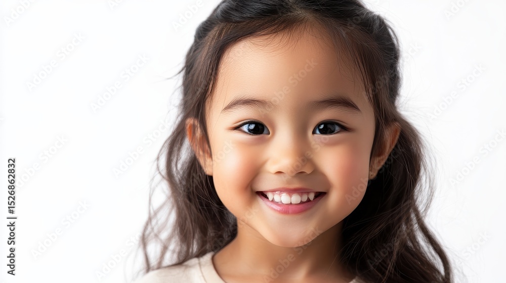 Portrait of a cute asian little girl smiling over white background Portrait of a cute asian little girl smiling over white background
