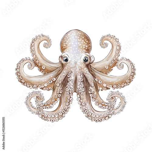 Obraz na plátně Octopus 2D flat vector illustration, isolated on a white background