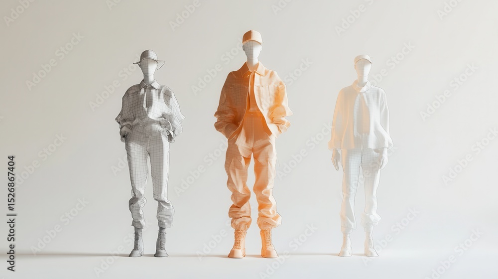 Obraz premium minimal modern and avant garde fashion sketches on a white background, 16:9