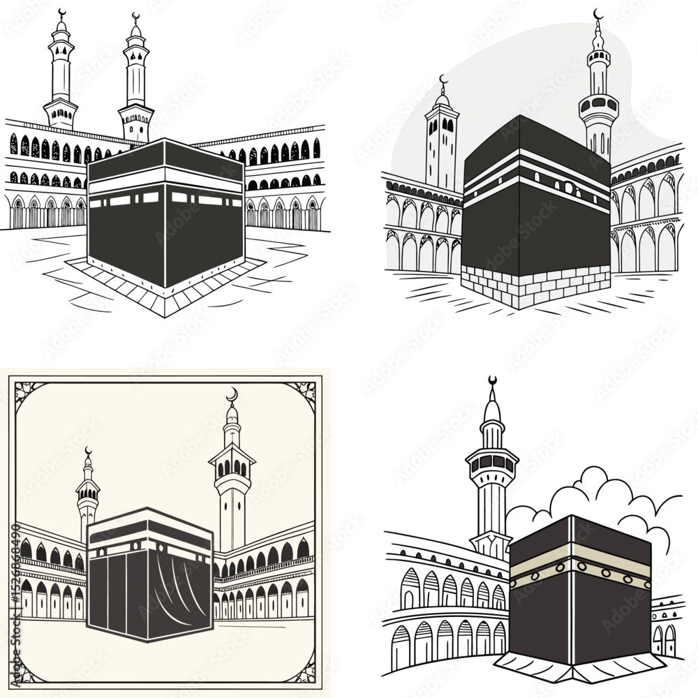 Fototapeta premium The Kaaba in Mecca icon for Islamic pilgrims. 