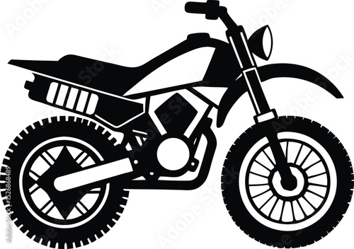 Red and black motorcycle icon vector with chrome wheels isolated on white background