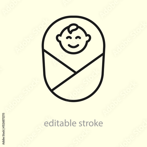 Sleeping baby vector. Swaddled baby. Happy newborn in a swaddle. Motherhood and child care concept. Vector