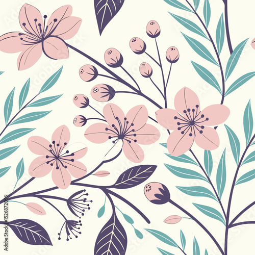 Wallpaper Mural seamless pattern with flowers Ai-Generated Torontodigital.ca