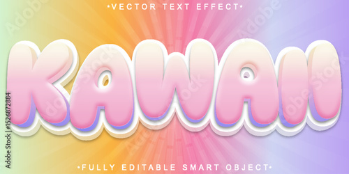  Kawaii Pink Kids Girl Cute Manga Anime Fully Editable Smart Object Text Effect