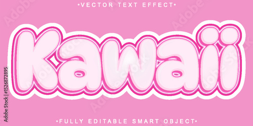  Kawaii Pink Kids Girl Cute Manga Anime Fully Editable Smart Object Text Effect