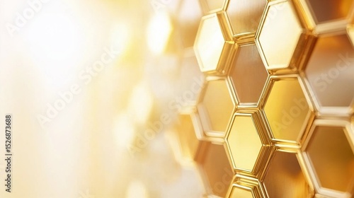 Abstract luxury background with a golden hexagonal honeycomb pattern