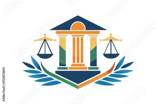 Justice Scales and Pillars Law Firm Logo Design Concept