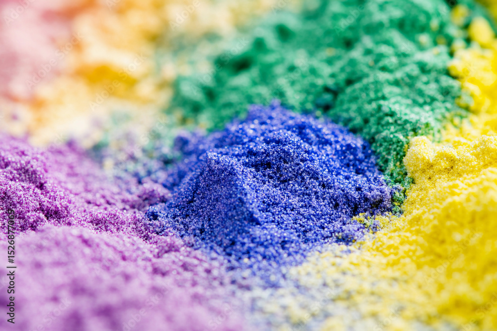 Obraz premium Vibrant close-up of colorful powdered pigments on surface Generative AI