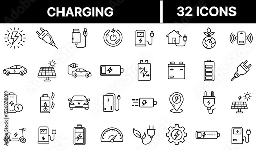 Charging Icon Representing Power Supply, Battery Refill, and Energy Transfer