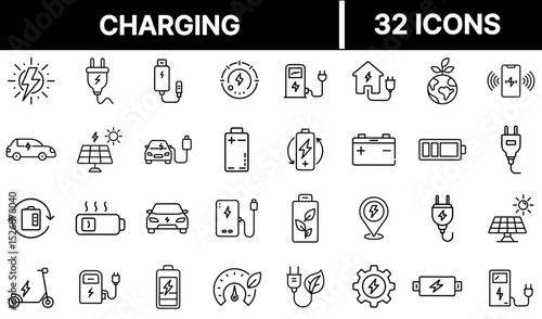 Charging Icon Representing Power Supply, Battery Refill, and Energy Transfer