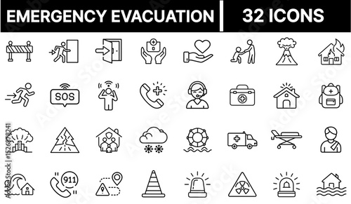 Emergency Evacuation Icon Representing Urgent Exit Procedures and Crisis Response Actions