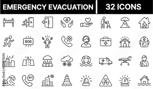 Emergency Evacuation Icon Representing Urgent Exit Procedures and Crisis Response Actions