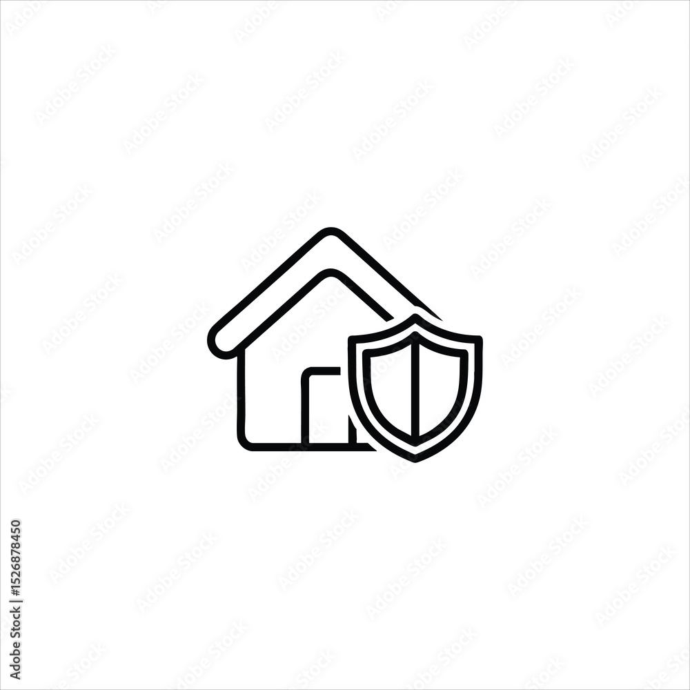 Obraz premium Home Insurance Shield Minimalist Line Icon