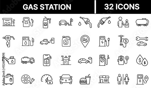 Gas Station Icon Representing Fuel Refill Services and Roadside Energy Supply