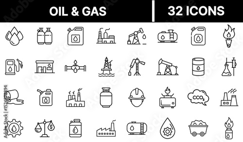 Oil and Gas Icon Representing Energy Resources, Fuel Extraction, and Petroleum Industry
