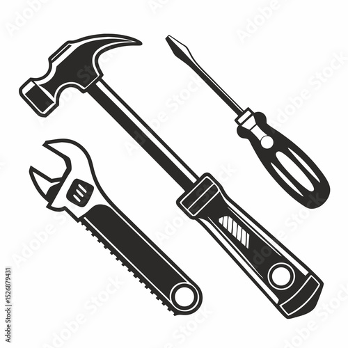 Classic tools hammer wrench screwdriver repair diy