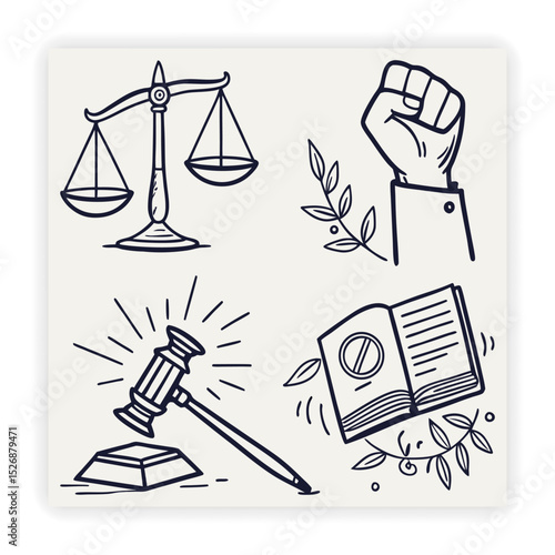 Legal and Law Doodle Icons