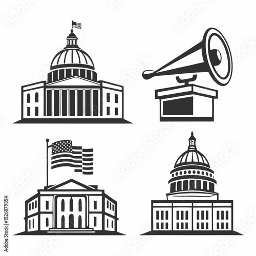 Government buildings american politics capitol hill icons