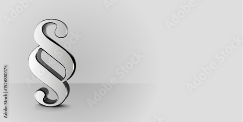 Glossy Metallic Section Sign Representing Legal and Law Concepts with Minimalist Design. Vector illustration