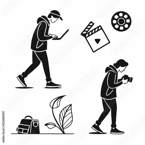 Filmmaking crew working on a movie production