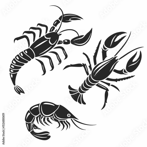 Seafood trio crayfish lobster shrimp design