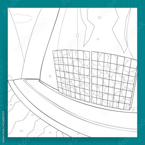 rockfall protection, net, roadside, coloring page