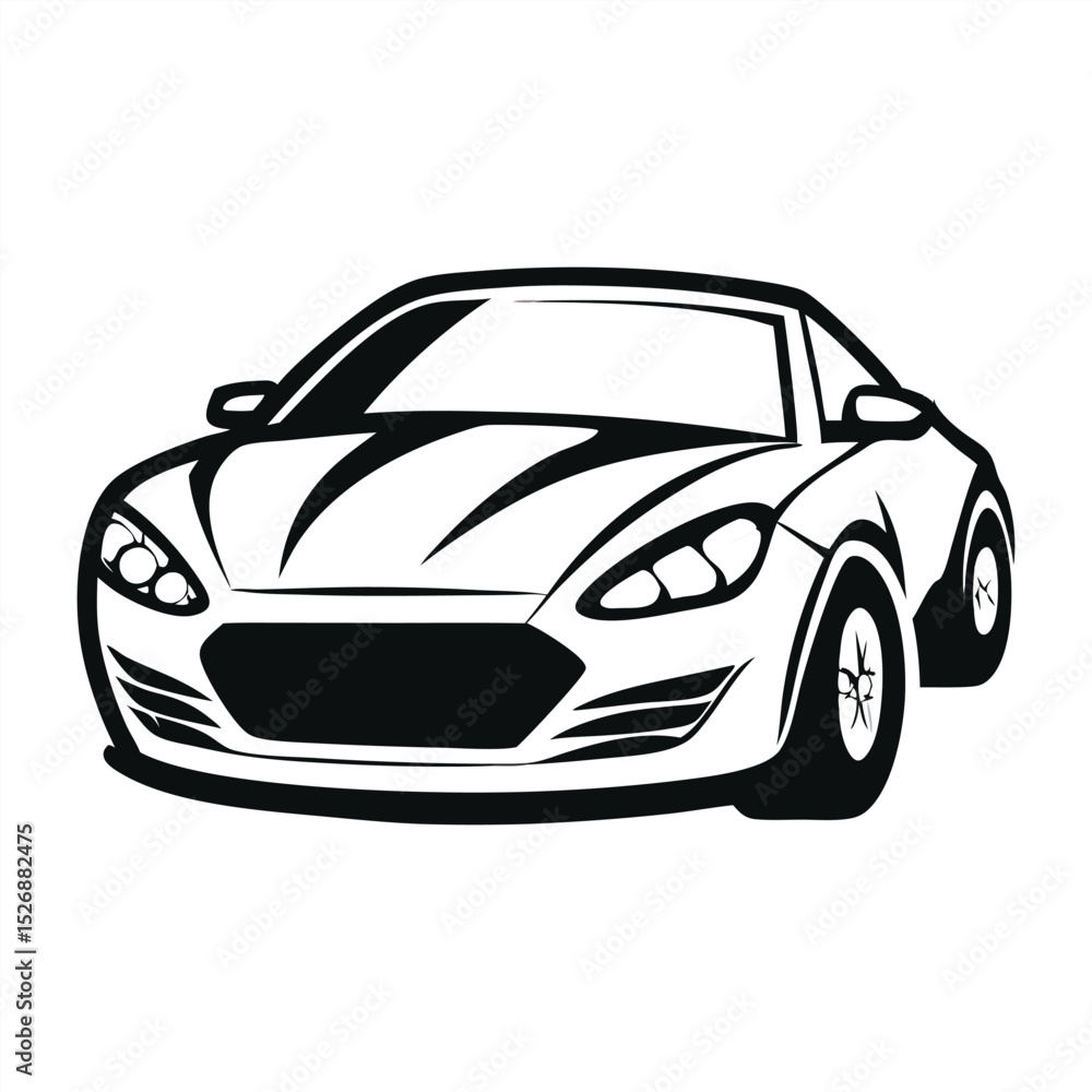 Fototapeta premium Black sports car isolated vector illustration: a fast, luxurious automobile design