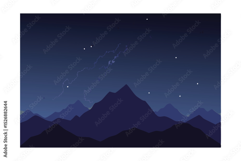 Fototapeta premium Celestial Mountains Night Sky Landscape with Starry Constellation over Majestic Peaks