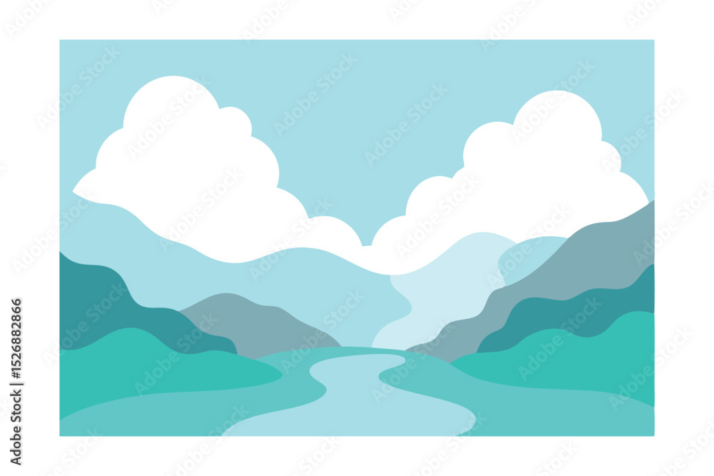 Fototapeta premium Mist Rising Over Hot Springs in Mountain Landscape