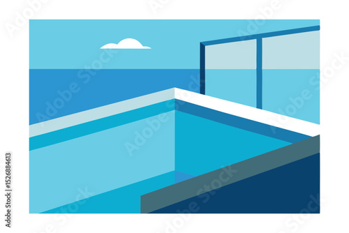 Modern Pool with Transparent Glass Walls Overlooking Scenic 