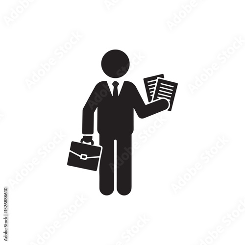 Businessman carrying briefcase and holding documents