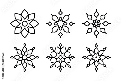 snowflake, vector, snow, set, christmas, winter, icon, pattern, ornament, design, flower, illustration, art, decoration, symbol, tattoo, element, floral, star, shape, flowers, collection, cold, drawin