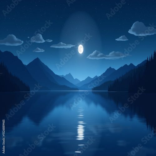 night landscape with mountains