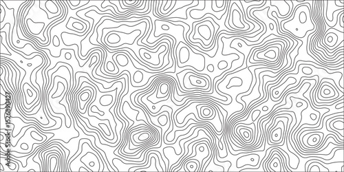 Ocean topographic line map with curvy wave isolines vector. Map illustration with elevation-style contour. Modern design with White background with topographic wavy pattern design artistic intrigue