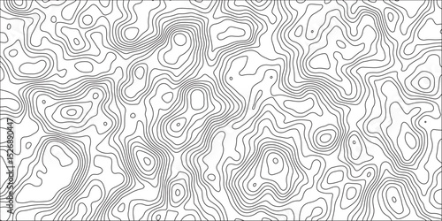 Ocean topographic line map with curvy wave isolines vector. Map illustration with elevation-style contour. Modern design with White background with topographic wavy pattern design artistic intrigue