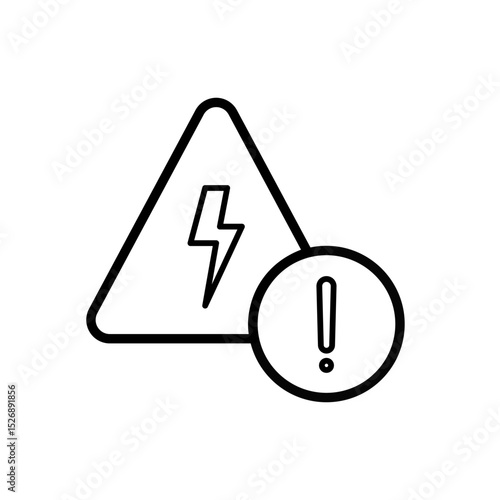 High Voltage Hazard Warning Icon, Vector Illustration, Symbol, Design Logo Template Pictogram, for UI or UX Isolated on White for Mobile App, Editable